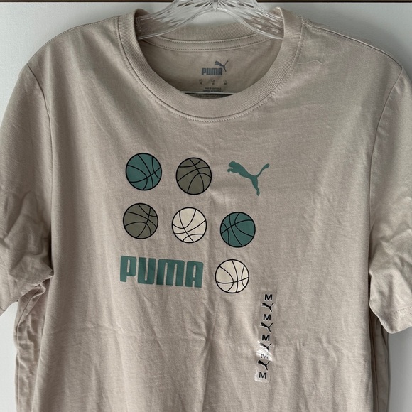 Puma Tan Short Sleeve Tee with Graphic Design Sz M - Picture 3 of 6